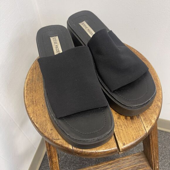 Steve Madden Y2K Vintage Black Chunky Slinky Platform Sandals Slide US 8.5 - Picture 1 of 8